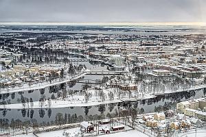 Blick auf Karlstad im schwedischen Winter